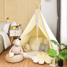 Load image into Gallery viewer, Kids Teepee Tent 100% Cotton Canvas Children Play Tents Side Storage and Window
