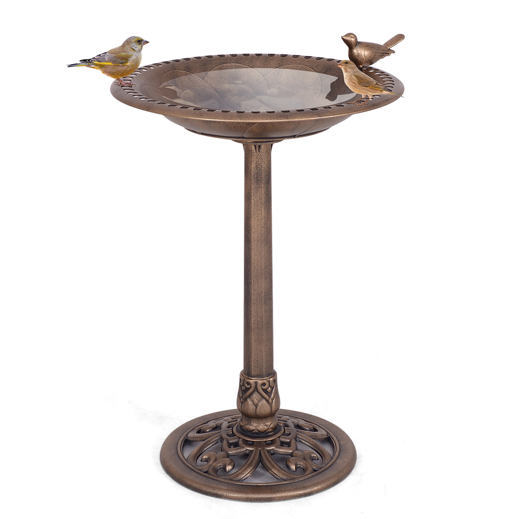 Bird Bath Garden Pedestal Birds Feeder Freestanding Antique Feeding