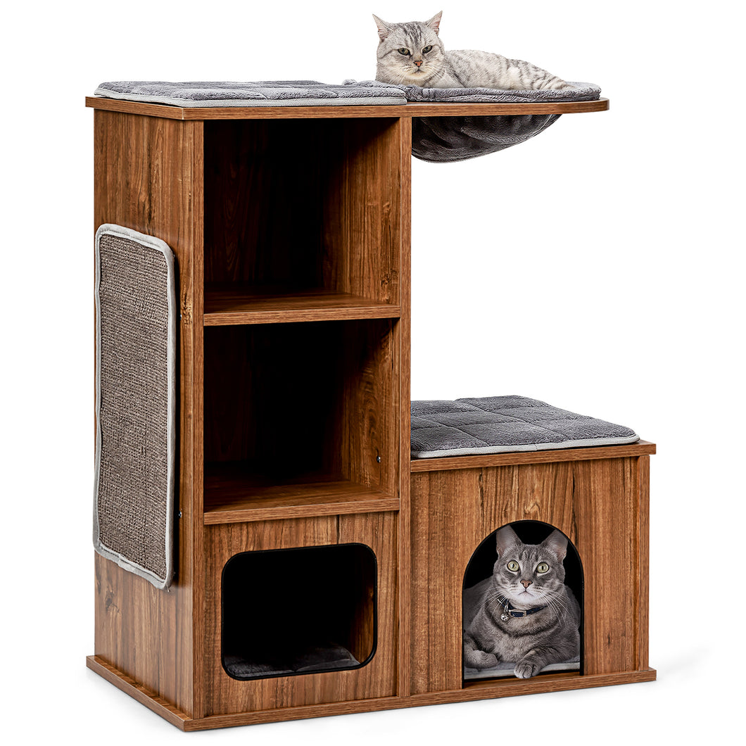 Cat House Activity Centre Kitten Climbing Tower Sisal-Covered Scratching Mat