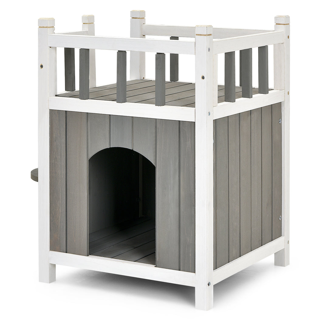 Wooden Cat House Pet House Kitten Shelter Garden Shelter Backyard Pet Supplies