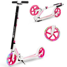 Load image into Gallery viewer, Adult Teens Kick Scooter Foldable Ride On 2 Big Wheels Adjustable W/ LED Light
