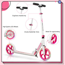 Load image into Gallery viewer, Adult Teens Kick Scooter Foldable Ride On 2 Big Wheels Adjustable W/ LED Light
