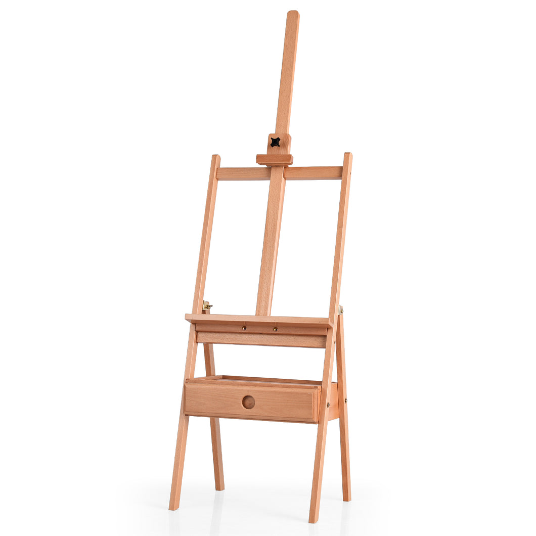 Wooden Easel w/ Drawer Adjustable Display Beech Artist Painting Craft Studio