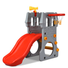 Load image into Gallery viewer, Toddler Climber Castle Slide Set with Basketball Hoop Indoor/Outdoor Kids Toy
