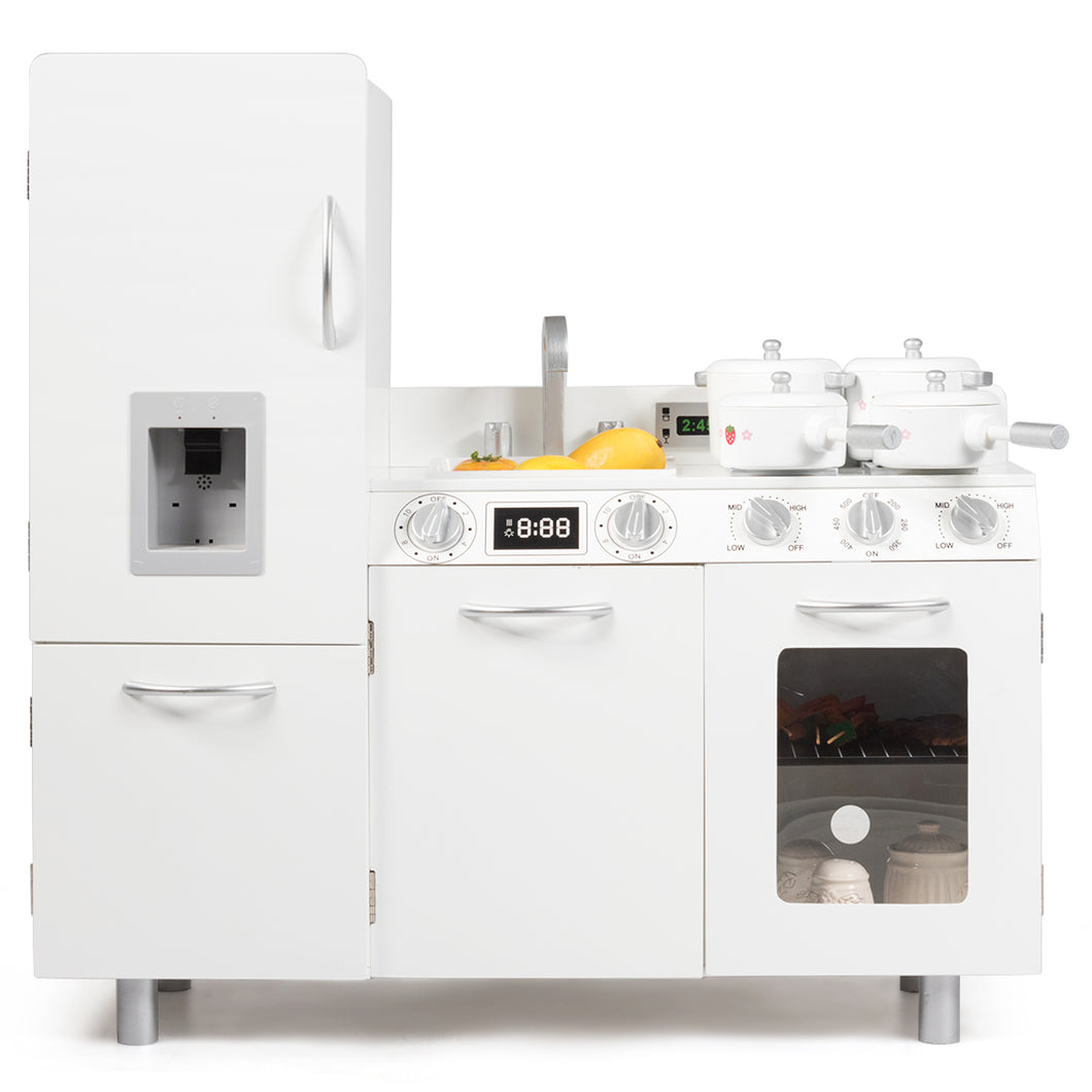 Kids Kitchen Playset Removable Sink Children Wooden Pretend Play Kitchen W/Sound