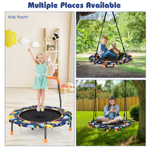 Load image into Gallery viewer, Convertible Swing &amp; Trampoline Set Toddler Fitness Rebounder W/ Upholstered Handrail &amp; 5 Steel Legs
