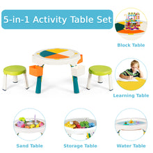 Load image into Gallery viewer, Kids Table and 2 Chairs Set One-Button Folding 5-in-1 Multi Activity Table Set for Learning
