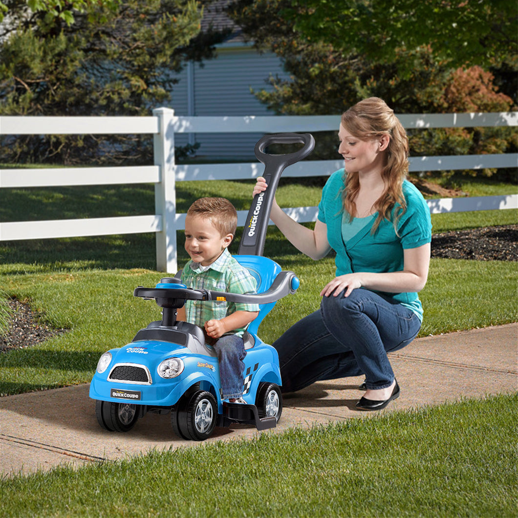 Kids Ride On Push Car Stroller 3 in 1 Horn Sound Toddler Storage Compartment Toy