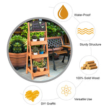 Load image into Gallery viewer, 3 Tier Wooden Flower Rack Garden Chalkboard Plant Pot Stand Storage DisplayShelf

