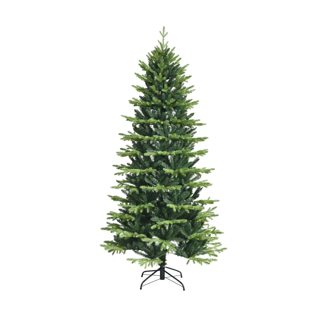 6Ft Christmas Tree Unlit Christmas Tress Artificial Christmas Tree w/ PE & PVC Branch Tips & Metal Cross Stand