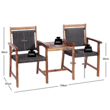 Load image into Gallery viewer, Garden Acacia Wood Companion Bench 3-Piece Patio Hardwood Loveseat Chair with Coffee Table

